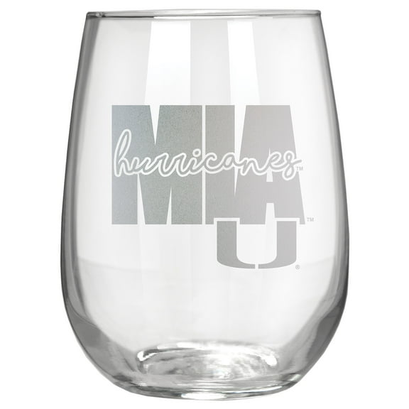 Miami Hurricanes Etched 17oz. City Stemless Wine Glass