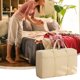 thumbnail image 5 of Bolsa organizadora para almacenamiento de edredones | Bolsa de equipaje de tela no tejida de gran capacidad | 22.83x15.75x9.84 pulgadas | Beige | Organizador para ropa, mantas, prendas de temporada, 5 of 8