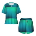 thumbnail image 4 of Lsque Green Turquoise Teal Women's Short-Sleeved Pajama Set - 2 Piece Soft and Lightweight Sleepwear Set-3X-Large, 4 of 9