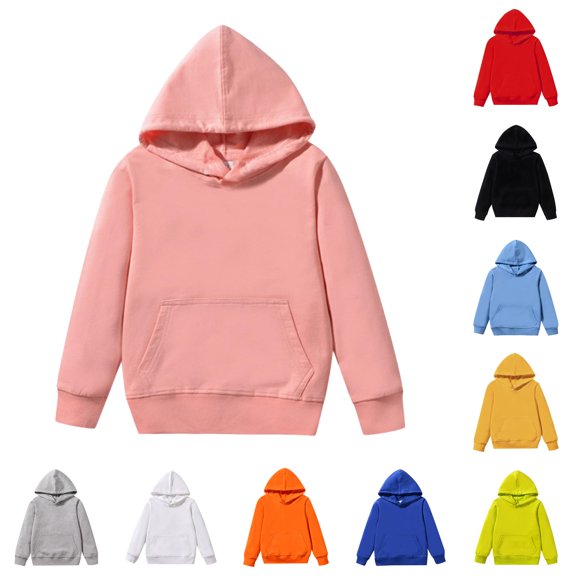 Tanghaowl Kids Sweatshirts Kids Child Toddler Baby Boys Girls Solid Long Sleeve Patchwork Hooded Sweatshirt Pullover Tops Blouse Outfits Pink 3-4 Years