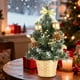 thumbnail image 4 of Mini árbol de Navidad artificial de 30 cm | Decoración retráctil para escritorio | Predecorado con adornos, piñas y lazos | Plateado, dorado, rojo y azul | Adorno de mesa para oficina o para fiestas, 4 of 6