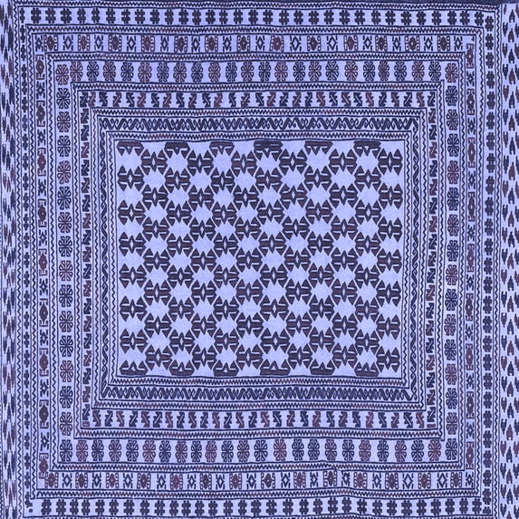 Ahgly Company Machine Washable Indoor Square Southwestern Blue Country Area Rugs, 8' Square