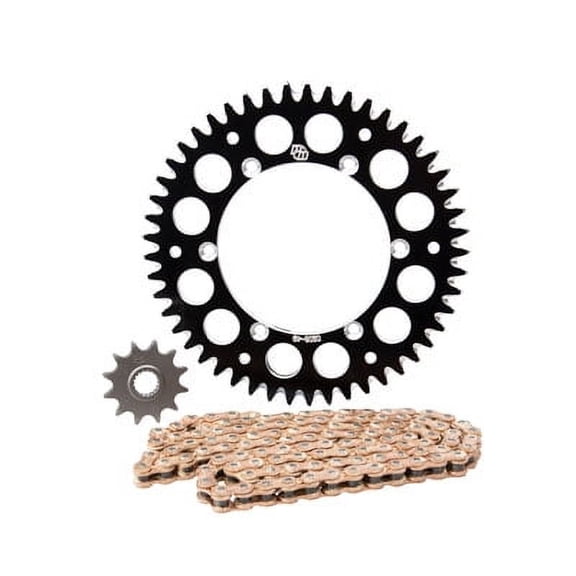 Primary Drive Alloy Kit & Gold Plated MX Race Chain Black Rear Sprocket For Suzuki RM125 2000-2003