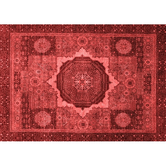 Ahgly Company Machine Washable Indoor Rectangle Abstract Red Modern Area Rugs, 3' x 5'