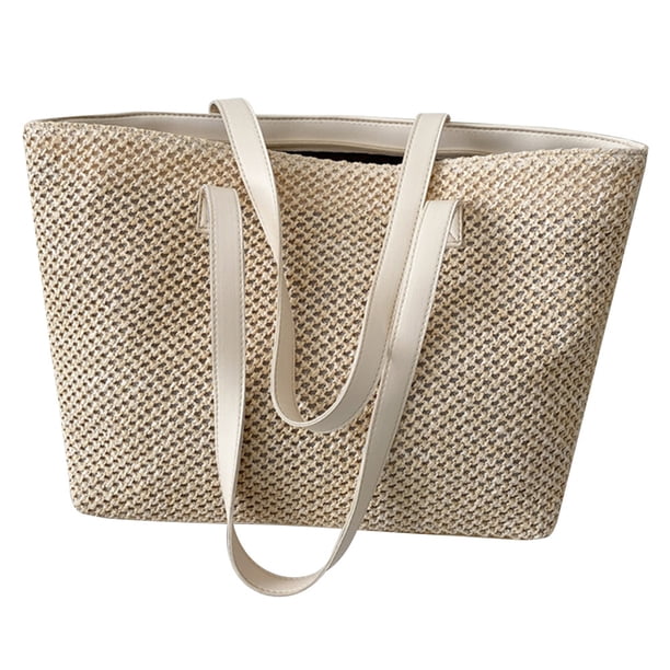 Bolsa de paja de verano 1pc Bolsa de hombro tejida de gran capacidad Bolsa de asas bonita para las mujeres