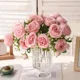thumbnail image 4 of Ramo de peonías artificiales de seda rosa con 5 cabezas grandes y 4 capullos pequeños para decoración del hogar y la boda, 4 of 5