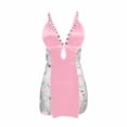 thumbnail image 5 of Women Nightgown Sleepwear Lace Chemise V-neck Lounge Dress Pink L, 5 of 6