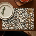 thumbnail image 5 of Cheetah Print Table Mats Set of 4, Heat Resistant Flax Linen Wrinkle Free Placemats, Vintage Animal Pattern for Bold Dining Table or Jungle Kitchen Decor, 5 of 6