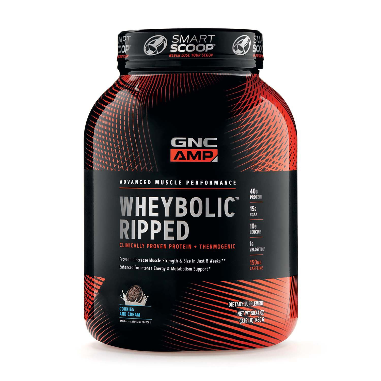 GNC AMP Wheybolic Ripped Whey Protein Powder Cookies and Cream, 22