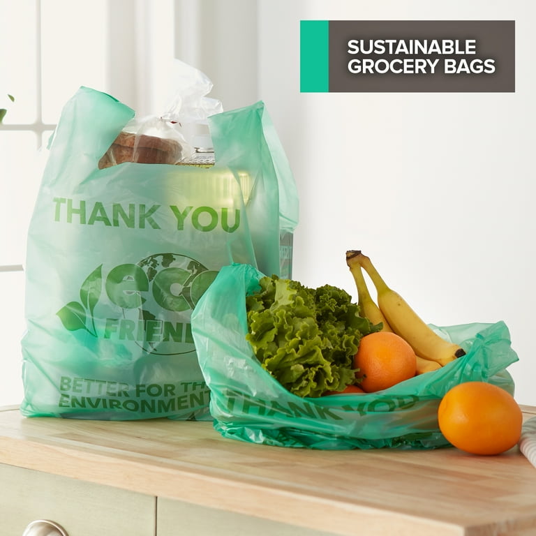 Stock Your Home Eco Grocery Bags 100 Count Grocery Bags Reusable Supermarket Thank You Shopping Bags Recyclable T Shirt Bags Small Trash Can Bags Walmart