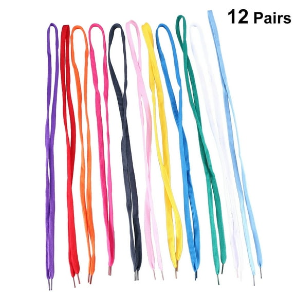 Omeite Sneakers, outdoor shoes, mountaineering flat shoelaces, colored sports shoelaces, cotton shoelaces 110*0.8CM mixed colors (12 pairs package)
