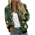 thumbnail image 2 of ClodeEU Women's Christmas Print Jacket,Zip Up Long Sleeve Jacket With Pockets,Trendy Christmas Outwear Green,Womens Plus S, 2 of 5