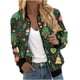 thumbnail image 2 of Chaqueta informal de manga larga sin capucha y con capucha para mujer, moderna, con estampado navideño, con cremallera y bolsillo, de poliéster., 2 of 5