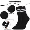 thumbnail image 4 of Womens White Crew Socks 6 Pair Striped Trim Casual Crew Socks Mid Calf Ankle Sock Vintage Retro Gym Running, 4 of 10