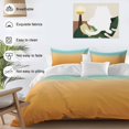 thumbnail image 4 of Teal Orange Ombre Bedding 3 Piece Duvet Cover Set Twin Size, Modern Geometric Striped Abstract Art Soft Microfiber Comforter Cover with Zipper Closure & Pillowcases, FadeResistant Quilt Cover, 4 of 9
