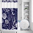 thumbnail image 2 of No Hook Shower Curtain, Navy Blue Coastal Shower Curtains for Bathroom with See Through Top Window, Summer Beach Ocean Coral Shell Starfish Waterproof & Washable Bath Curtain Stand Up Stall 36"x72", 2 of 9