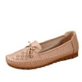 thumbnail image 3 of Willtoo Orthopedic Leather Shoes, Lightweight Anti-Slip Breathable for Women Dressy Slip-On Bow-Knot Flats Loafers Pink, 3 of 5