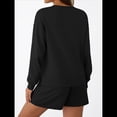 thumbnail image 4 of Conjunto de Pijama Deportivo Informal de Dos Piezas para Mujer con Bolsillos, Ropa de Moda de Otoño Negro M, 4 of 5