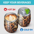 thumbnail image 4 of 12oz Stemless Wine Tumblers Orange and Brown Leopard Pattern Vacuum Insulated Stainless Steel Travel Tumbler Cups Mug with Lid and Straw for Champaign,Cocktail,Beer with Cleaning Brush, 4 of 5