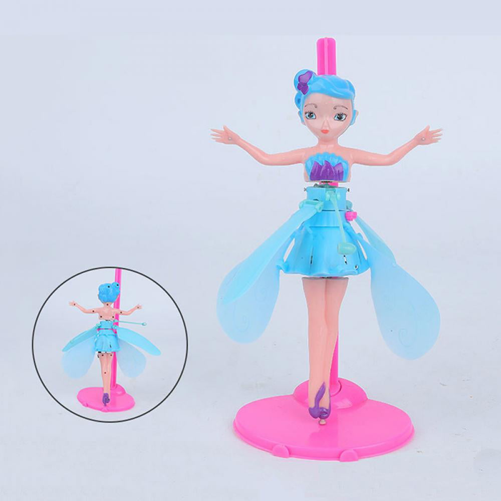 Blue Julyso Flying Doll Little Fairy Flying Toys Kids Toys Remote Control Magic RC Flying Toys Induction USB Infrared Detection Floating Light Gift Flying Fairy Toy for Girl 