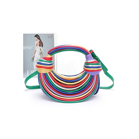FASHNZFAB Faux Leather String Rope Top Handle Swing Bag