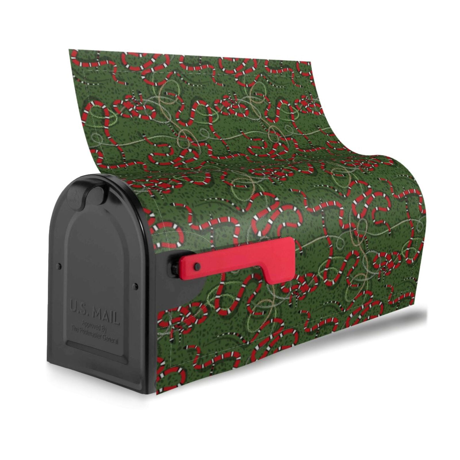Xecao Red Snake for Mailbox Cover with Magnetic Strips, Waterproof and Sunscreen, Adds a Decorative Touch to Your Garden Yard.