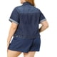 thumbnail image 3 of Chaqueta de mezclilla de manga corta con botones para mujer de tallas grandes Agnes Orinda en azul marino, 3 of 7