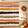 thumbnail image 3 of Orange Black Striped Shower Curtain, Waterproof Shower Curtains for Bathroom, Watercolor Horizontal Stripes Washable Fabric Bathtub Curtain Set Bath Decor with 12 Hooks Extra Long 72"x96", 3 of 8