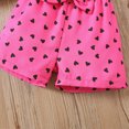 thumbnail image 4 of HCNTES Toddler Girl Set Adorable Cat Print Ruffle Sleeve Top Heart Shorts and Headband 3-Piece Set for Summer Days Toddler Girl Summer Clothes, 4 of 6