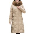 thumbnail image 2 of Dwaogom Women's Mid-length Fall-winter Over Knee Skirt Padded Coat Plus Size Thick Coat Teddy Coat Womens Button Down Shirts Light Jacket, 2 of 7