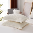 thumbnail image 3 of Set of 2 Pillow Shams Standard Size Floral Quilted - Perfect for Bedding Decor (Off White), 3 of 6