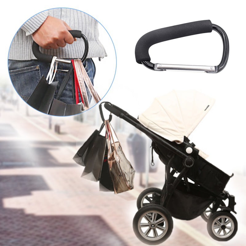 1610CM Black Baby Stroller Hooks Multi-Purpose Infant Pushchair Buggy Clips Carabiner for Diaper Shopping Bags Clothing Toys 