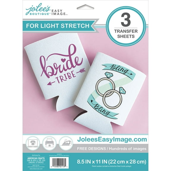 Jolee's Easy Image Transfer Sheets 8.5"X11" 3/Pkg-For Stretchy Light Fabrics