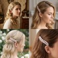 thumbnail image 7 of MIALLO Rose Gold Cubic Zirconia Leaf Hair Barrette for Women, Sparkling Crystal Bridal Hair Clip, Hypoallergenic Spring Hair Accessories for Wedding Party, 7 of 7