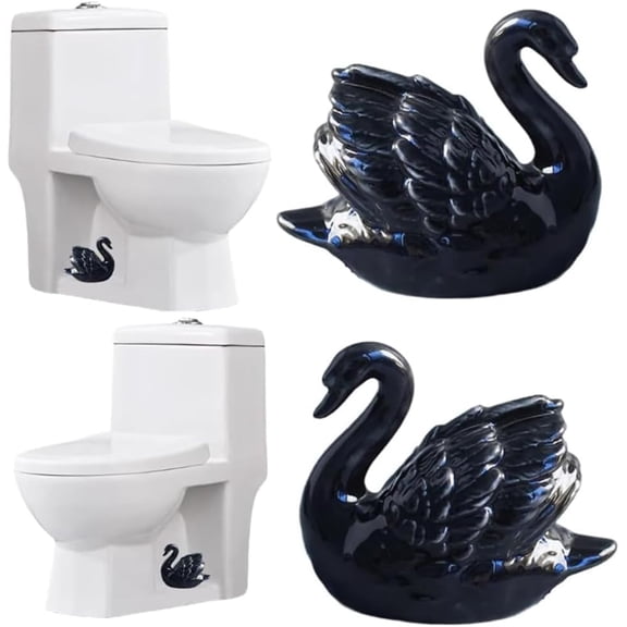 2PCS Toilet Bolt Covers Decorative, Ceramic Toilet Bolt Caps Decorative, Funny Toilets Screw Cover Caps, Lovely Swan Toilets Bowl Bolt Covers, Easy Installation Bathroom Accessories