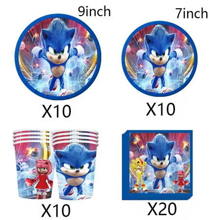Soniccs Birthday Party Decorations Tableware Set Paper Cup Napkin Cake Topper for Kids Boy Party gifts Baby Shower Supplies