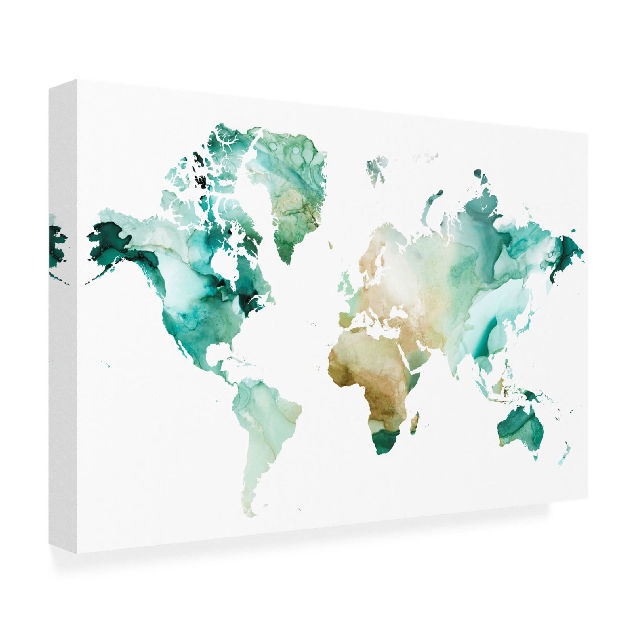 Canvas Wall Art - Grace Popp 'Geode World Map I' Wall Art for Living Room, Bedroom, or Office Décor by Trademark Fine Art - 47 x 30 Inches