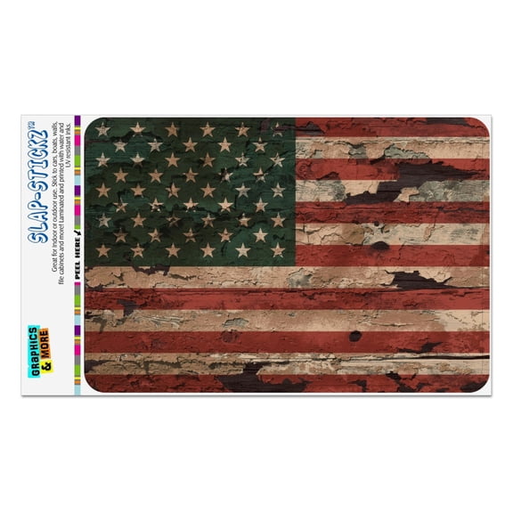 Rustic American USA Flag Distressed Home Business Office Sign - Window Sticker - 4" x 6" (10.2cm x 15.2cm)