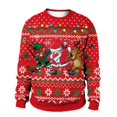 thumbnail image 3 of Suéter navideño feo 2024, suéter holgado con estampado de Papá Noel y copos de nieve, jersey unisex, blusas de otoño e invierno, ropa navideña, 3 of 5