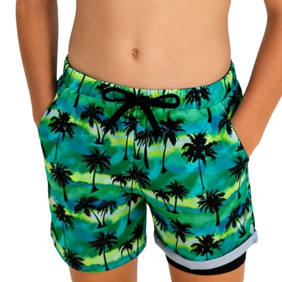 LRen Boys Swim Trunks 14-16 Black Boxer Brief High Stretch Drawstring Shorts Kids Boys Casual Fashion Cartoon Dinosaur Beach Bathing Suit Toddler Swimsuit Swimwear