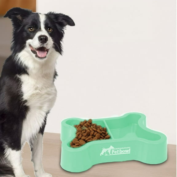 Fmbmuo Double-use Dog Bowls for Large Dogs Non-Slip Plastic Round Cat Bowls, Portable Dishwasher Safe Green Art Deco Pet Bowls, for Food and Water