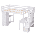 thumbnail image 6 of Tcbosik Twin Size Loft Bed with Desk and Storage Stairs, Shelves and Drawers, Wood Bed Frame with Full Length Guardrail, Easy Assembly, White, 6 of 9