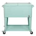 thumbnail image 4 of 80 Quarts  Rolling Ice Chest,Refrigeration And Insulation Cart, Stand Up Cooler Trolley  With Two Directional Wheels And Iron Foot Tube, Rectangular Plastic Box,Outdoor Cooler Cart ,Mint Green, 4 of 8