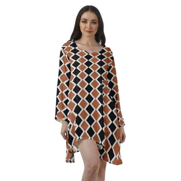 Moomaya Printed Long Sleeve Cocktail Dress Christmas Outfits Short Holiday Dress