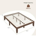 thumbnail image 3 of Costway Full Wooden Platform Bed 14" Slats Support Mattress Foundation Brown Cherry, 3 of 10