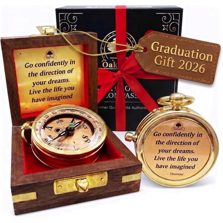 The Dream Chaser Compass - Go Confidently -2026 Unique Graduation Gifts for Him, College, High School, Cool Birthday Gift Idea for Son, Boys, Motivational Greeting Card Included