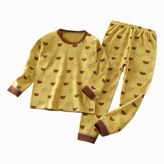 Nwiuh 100% Organic Cotton Baby Long Sleeve Pajama Sets, Toddler Boy Girl 2-Piece Sleepwear (Yellow, 12-18 Months)