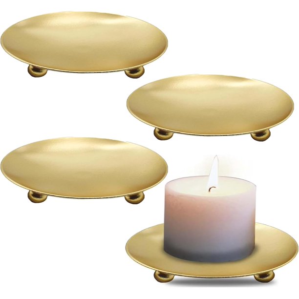 Juego De 4 Piezas Doradas, Porta Velas, Base para Velas Largas, Añadir Elegancia a Cualquier Decoración; Ideal para Bodas, Cenas Románticas y Celebraciones Navideñas, 6.8 Cm(Dorado)