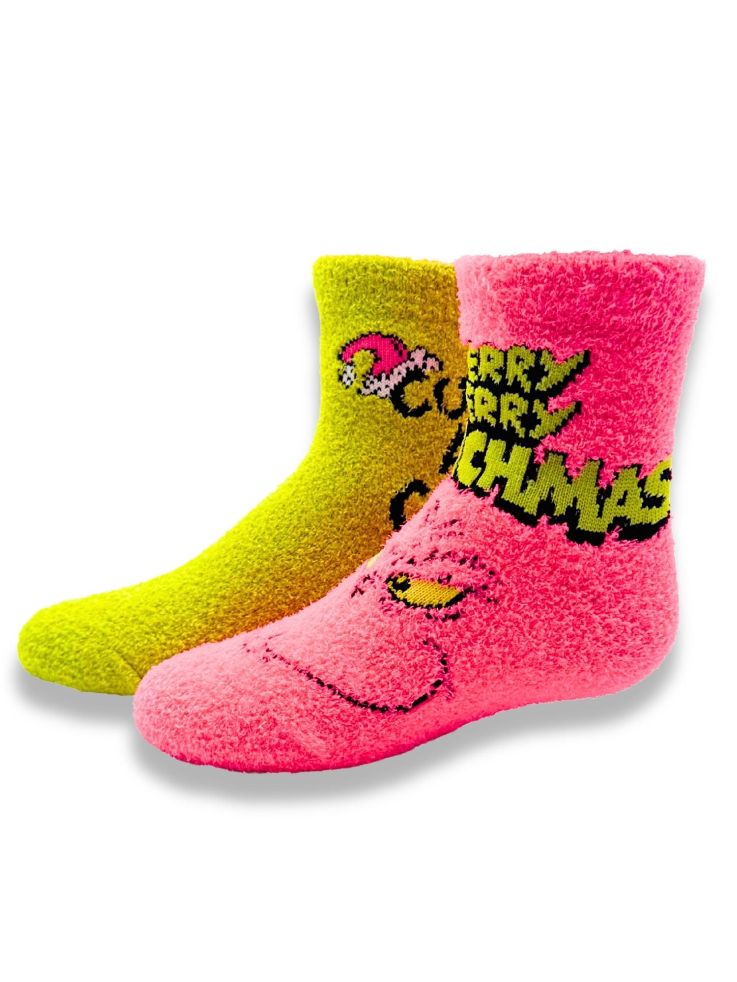 Grinch x Justice Girls Cozy Socks, 2-Pack, Sizes S/M-M/L