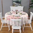 thumbnail image 2 of Floral Round Tablecloth 70x70in(178x178cm) – Waterproof Polyester Table Cover with Full Print Design, Wrinkle Resistant & Washable for Kitchen Dining Party Decor,Thanksgiving,Christmas, Spring,Flower, 2 of 6